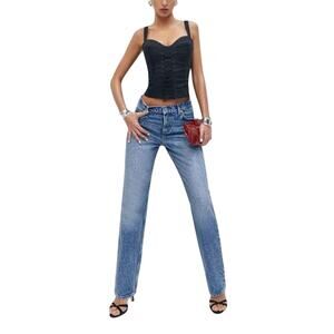 Reformation 'Abby' Blue Cotton Low Rise Straight Denim Jean Size 27